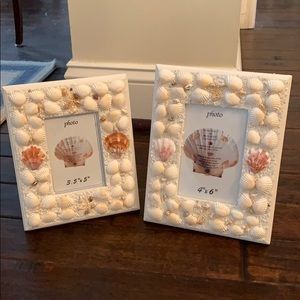 Set of 2 Shell Picture Frames 3.5x5 and 4x6 inches